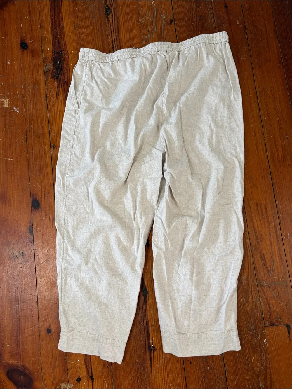 Banana Republic Light Tan Drawstring Linen-Blend Pants Straight High-Rise XXL